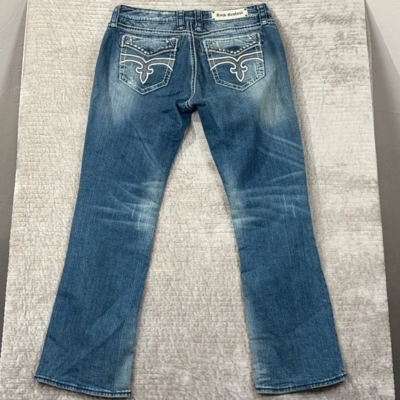 Rock Revival Women's Jeans Liberty EB6 Bootcut Embellished Denim Metal Studs 31